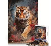 Puzzle da 1000 pezzi con tigre dipinta, vista dall'alto, per adulti, ideale per esercitare la mente e favorire il relax 50x75cm