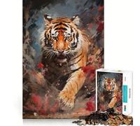 Puzzle da 1000 pezzi con tigre dipinta, vista dall'alto, per adulti, ideale per esercitare la mente e favorire il relax 50x75cm