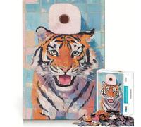 Puzzle da 1000 pezzi con tigre e carta igienica per ragazzi, stimolante per la mente e il tempo libero, con bordi precisi, regalo originale 50x75cm