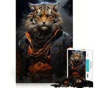 Puzzle da 1000 pezzi con tigre e guerriero giapponese per adulti, stimola la memoria, rilassa la mente, bordi precisi, lista dei desideri di Babbo Natale 38x26cm