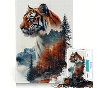 Puzzle da 1000 pezzi con tigre e paesaggio montano per ragazzi, ideale per stimolare la memoria e il tempo libero, con bordi netti Un regalo perfetto 38x26cm