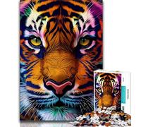 Puzzle da 1000 pezzi con tigre pop art volto di animale puzzle da 1000 pezzi per adolescenti gioco stimolante e gioco per famiglie regali di Babbo Natale segreto (50x75cm)