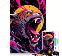 Puzzle da 1000 pezzi con tigre ruggente e dettagli rosa astratti ideale per adolescenti Gioco di puzzle che stimola la creatività e il relax Dimensioni perfette Regalo perfetto per le festività