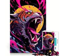 Puzzle da 1000 pezzi con tigre ruggente e dettagli rosa astratti, ideale per ragazzi Un gioco stimolante per la mente, rilassante e divertente, con tagli precisi Regalo perfetto per le feste (50x75cm)