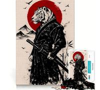 Puzzle da 1000 pezzi con tigre samurai, katana e sole rosso per ragazzi, gioco di logica, divertimento tranquillo, taglio perfetto, calda sorpresa 38x52cm