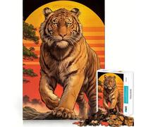 Puzzle da 1000 pezzi con tigre stilizzata al tramonto per adolescenti, gioco di logica e abilità, tranquillo, taglio preciso, sorpresa di Natale 50x75cm