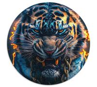 Puzzle da 1000 pezzi con tigri di fuoco colorate per adulti, regalo perfetto per compleanni, Natale, Halloween, Ringraziamento, Pasqua 67,5x67,5 cm