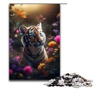 Puzzle da 1000 pezzi con tigrotti e farfalle ideale come regalo per adulti. Adatto per adolescenti dai 14 anni in su 75x50 cm.