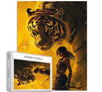 Puzzle da 1000 pezzi con tiro con l'arco Ragazza e Tigre Gigante per Adulti Comic Fantasy Art Jigsaw Puzzle impegnativo Giochi di attività familiari colorati fai da te Puzzle per la decorazione della