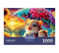 Puzzle da 1000 pezzi con topi che leggono, topi tra i fiori, per adulti, gioco educativo, decorazione per la casa, sfida ad alta difficoltà, regalo di compleanno per uomini e donne, 52x38 cm