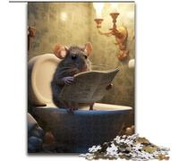 Puzzle da 1000 pezzi con topo che legge il giornale, regalo di Natale per adolescenti, riduzione dello stress, fantastico per la famiglia (dimensioni 50x75cm)