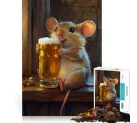 Puzzle da 1000 pezzi con topo e birra, ideale per adulti, regalo, per migliorare la memoria e il tempo libero, con ritagli precisi, decorazione murale (50x75cm)