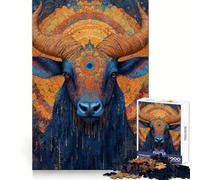 Puzzle da 1000 pezzi con toro blu e terzo occhio per adulti, sfida mentale, attività rilassante, incastro perfetto, regalo festivo (38x26cm)