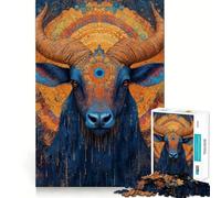 Puzzle da 1000 pezzi con toro blu e terzo occhio,pezzi a incastro preciso,giocattolo creativo e divertente,momento di relax,regalo di compleanno 50x75cm