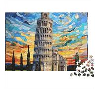 Puzzle da 1000 pezzi con torre di vetro colorato, mosaico artistico a forma di torre pendente, per adulti dai 12 anni in su, giochi educativi, decorazione per la casa, per compleanni, 70x50 cm
