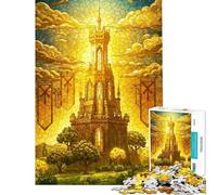 Puzzle da 1000 pezzi con Torre Dorata e Vetrate gioco rilassante assemblaggio di motivi compleanno e Natale (dimensioni 50x75cm)