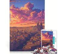 Puzzle da 1000 pezzi con tramonto a Barcellona Catalogna gioco pratico difficile compleanno e Natale 50x75cm