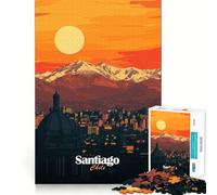 Puzzle da 1000 pezzi con tramonto a Santiago del Cile, ideale per adolescenti, un gioco per allenare la mente, un'attività artistica rilassante e un regalo stagionale (50x75cm)