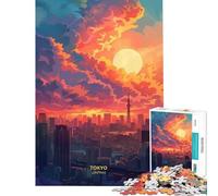 Puzzle da 1000 pezzi con tramonto a Tokyo Giappone Gioco divertente sfida per l'intelligenza giocattolo avvincente regalo per donne e uomini divertente e spiritoso (dimensioni 38x26cm)