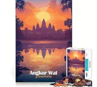 Puzzle da 1000 pezzi con tramonto ad Angkor Wat,sfida mentale,taglio di alta precisione,divertente passatempo (38x26cm)