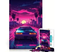 Puzzle da 1000 pezzi con tramonto al neon in stile retrò di Miami per adulti, gioco di logica, passatempo per la casa, bordi puliti, regalo perfetto (50x75cm)