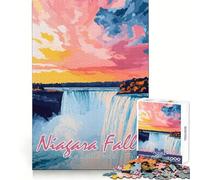 Puzzle da 1000 pezzi con tramonto alle Cascate del Niagara, ideale per adolescenti, gioco rilassante, attività artistiche e di assemblaggio, regalo festivo (38x26cm)