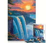 Puzzle da 1000 pezzi con tramonto alle Cascate del Niagara, ideale per ragazzi, un gioco stimolante per la mente, facile da assemblare e un regalo elegante (50x75cm)