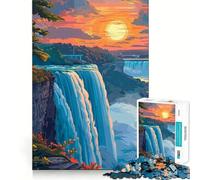 Puzzle da 1000 pezzi con tramonto alle Cascate del Niagara, ideale per ragazzi, un gioco stimolante per la mente, facile da assemblare e un regalo elegante (50x75cm)