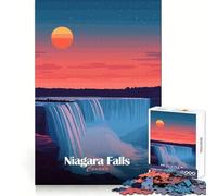 Puzzle da 1000 pezzi con tramonto alle Cascate del Niagara per adulti e ragazzi, ideale per stimolare le capacità cognitive, con bordi precisi e un regalo elegante (50x75cm)
