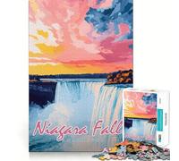 Puzzle da 1000 pezzi con tramonto alle Cascate del Niagara per adulti e ragazzi, ideale per sviluppare le capacità cognitive, con bordi precisi e un regalo elegante (38x52cm)