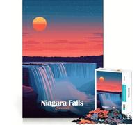 Puzzle da 1000 pezzi con tramonto alle Cascate del Niagara per ragazzi, gioco di logica, trenino, comodo e rilassante, taglio liscio, regalo per le feste (38x52cm)