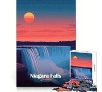 Puzzle da 1000 pezzi con tramonto alle Cascate del Niagara per ragazzi, gioco di logica, trenino, comodo e rilassante, taglio liscio, regalo per le feste (38x52cm)