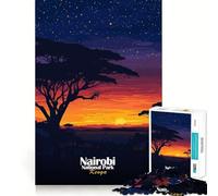 Puzzle da 1000 pezzi con tramonto del Parco Nazionale di Nairobi ideale per adolescenti stimola la memoria riduce lo stress e crea un'immagine con bordi precisi perfetta per decorare le pareti