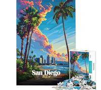 Puzzle da 1000 pezzi con tramonto di San Diego gioco per famiglie sfida per l'intelligenza giocattolo avvincente ottimo regalo per chi ama giocare e migliorare la memoria (dimensioni 38x52cm)