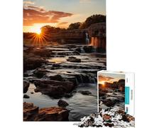 Puzzle da 1000 pezzi con tramonto e cascata puzzle naturalistico da 1000 pezzi giocattolo decorativo per la casa ideale come regalo (38x52cm)