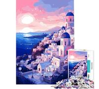 Puzzle da 1000 pezzi con tramonto greco a Santorini gioco educativo stimolante regalo per donne uomini e famiglie (dimensioni 75x50cm)