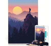 Puzzle da 1000 pezzi con tramonto in cima alla montagna per ragazzi, gioco di logica stimolante, divertimento condiviso, bordi trasparenti, regalo perfetto (50x75cm)