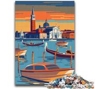 Puzzle da 1000 pezzi con tramonto in gondola a Venezia per adolescenti, regalo di compleanno per trascorrere il tempo in casa, regali, decorazione da parete per 14+ anni, 2000 pezzi (70x100cm)