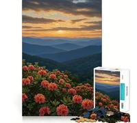 Puzzle da 1000 pezzi con tramonto in montagna e azalee in fiore, ideale per ragazzi, per migliorare la memoria, favorire la calma e il relax Un regalo classico (50x75cm)