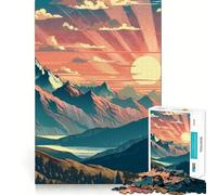 Puzzle da 1000 pezzi con tramonto in montagna per adulti e ragazzi, gioco di logica, relax, taglio perfetto, articolo dei desideri di Babbo Natale (38x26cm)