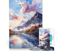 Puzzle da 1000 pezzi con tramonto in montagna per adulti, gioco di concentrazione e divertimento tranquillo con bordi netti, ideale come regalo di Babbo Natale (38x52cm)