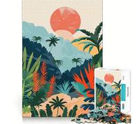Puzzle da 1000 pezzi con tramonto minimalista e natura,gioco di squadra pulito,regalo intelligente,momento di relax,decorazione natalizia (38x52cm)