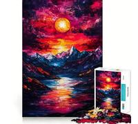 Puzzle da 1000 pezzi con tramonto, montagna e lago, ideale per adolescenti, gioco di logica e antistress, con taglio preciso, regalo perfetto per gli auguri di Babbo Natale 38x52cm
