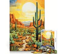 Puzzle da 1000 pezzi con tramonto nel deserto e cactus per adolescenti, una sfida intelligente e rilassante, un passatempo piacevole, perfetto per Natale (50x75cm)