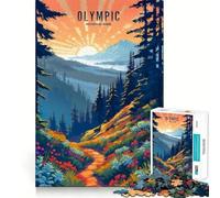 Puzzle da 1000 pezzi con tramonto nel Parco Nazionale Olimpico per adolescenti, gioco cognitivo, passatempo rilassante, bordo premium, lista dei desideri di Babbo Natale (38x52cm)