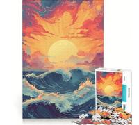 Puzzle da 1000 pezzi con tramonto onde dell'oceano e paesaggio giapponese gioco rompicapo rilassante e stimolante per la mente ideale come regalo per tutta la famiglia 38x52cm