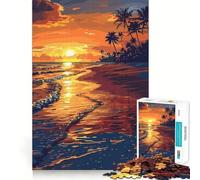 Puzzle da 1000 pezzi con tramonto panoramico sulla spiaggia, ideale per adulti, per stimolare la memoria, passatempo casalingo, assemblaggio di immagini e decorazione murale (50x75cm)