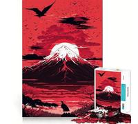 Puzzle da 1000 pezzi con tramonto rosso sul Monte Fuji per ragazzi, ideale per stimolare la memoria, rilassare e divertirsi Taglio di alta qualità Regalo elegante (50x75cm)