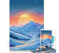 Puzzle da 1000 pezzi con tramonto su montagna innevata, ideale per adolescenti, stimola la memoria, facile da realizzare, con bordi puliti, perfetto per Natale (38x52cm)