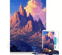 Puzzle da 1000 pezzi con tramonto su una catena montuosa, ideale per ragazzi, gioco di logica e abilità, divertimento condiviso, taglio preciso, decorazione da parete (38x52cm)